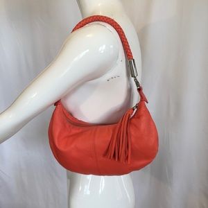 Y2K Express Tassel Orange Leather Baguette Bag Autumn